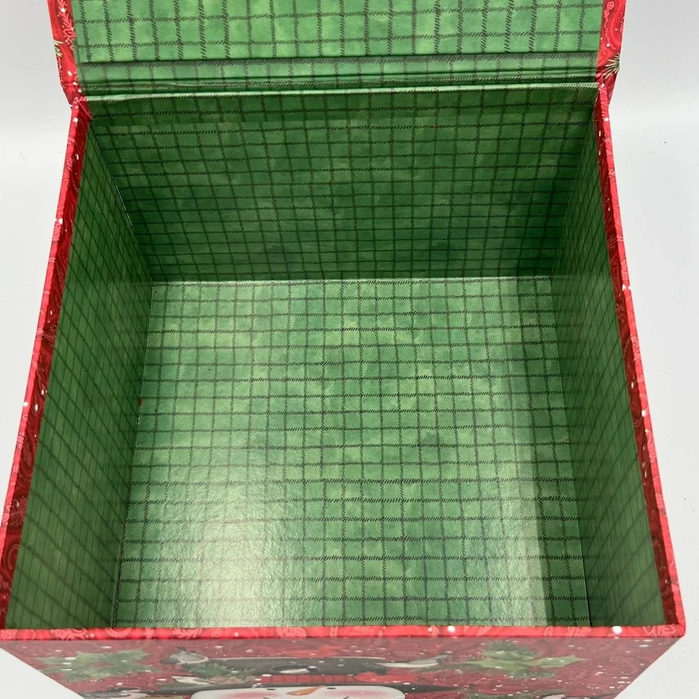 Susan Winget Holiday Storage Box Unisex OS Red NWOT Snowman Bird Paisley